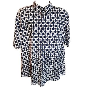 California XL Mens Flamingo Button Short Sleeve Shirt Mens 100% Cotton